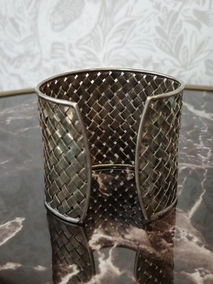 Large Vtg. Silver Hand Woven Cuff Bracelet 58 Grams 925 Sterling/825 European