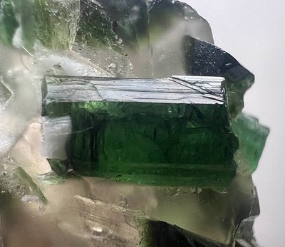 40 Ct. Transparent Clean Green Tourmaline Crystals All Over Quartz  - Kunar, AFG