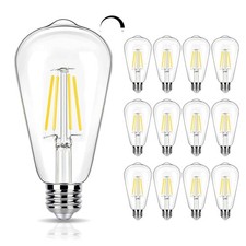 12 Pack Dimmable LED Edison Bulbs 40W Equivalent,4 Watt LED Filament