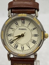 Fossil EC-8684 Women's Brown Leather Analog Creamy Dial Quartz Genuine Wrist