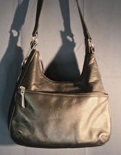 Black Leather Shoulder Bag Hobo Purse Zip Poc...