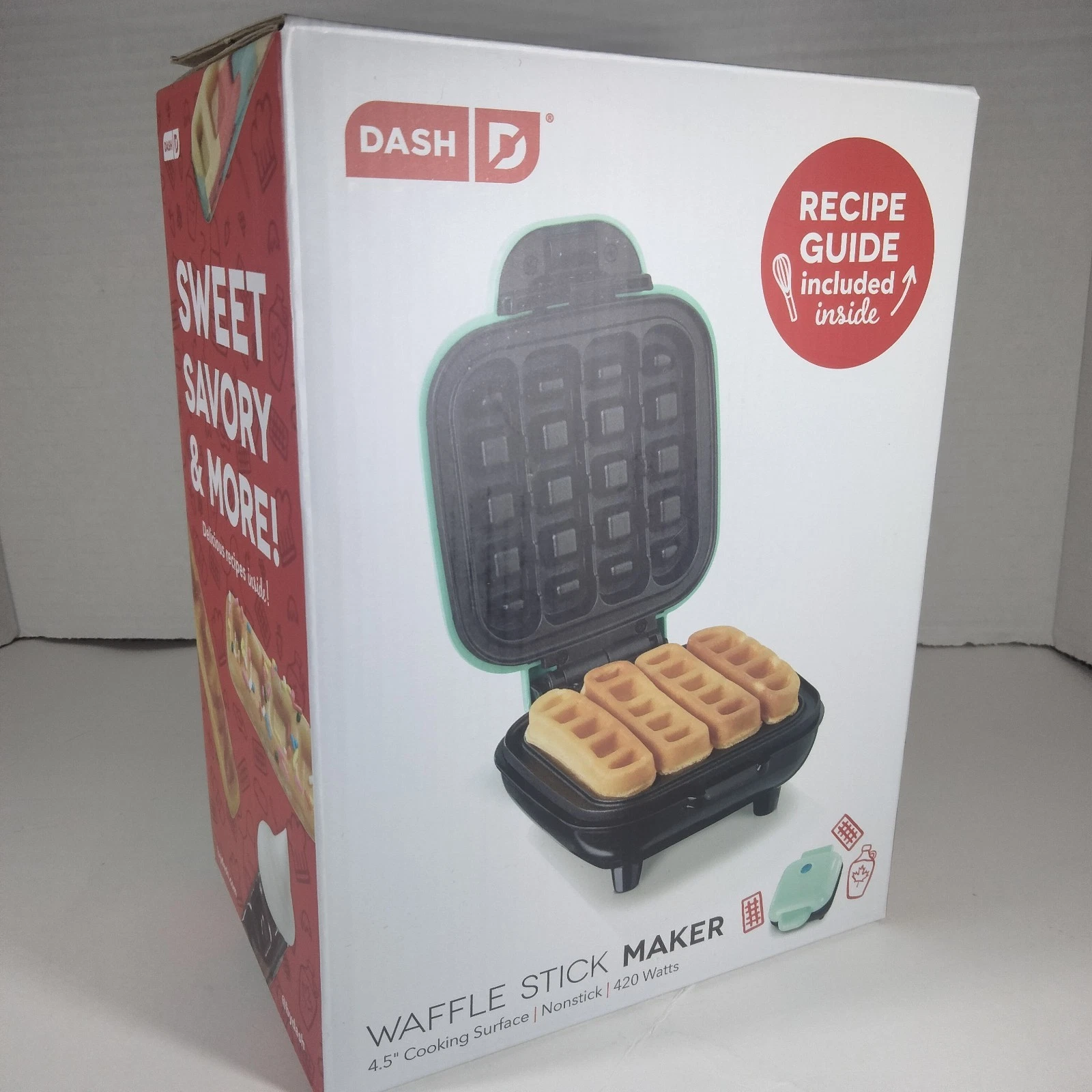 New Dash Portable Waffle Stick Maker Mini Teal Non-Stick Open Box Recipe Guide