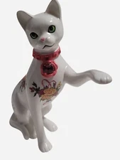 The Hamilton Collection Rose-Patterned Cat Figurine: Paws of Elegance Figurine