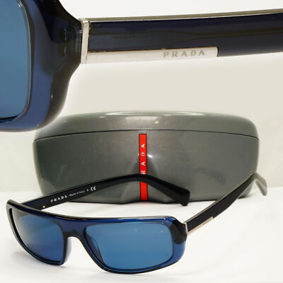 Prada 2011 blaue Sonnenbrille rechteckig Herrenmode selten PR03OS SPR 03O HA2-3M1