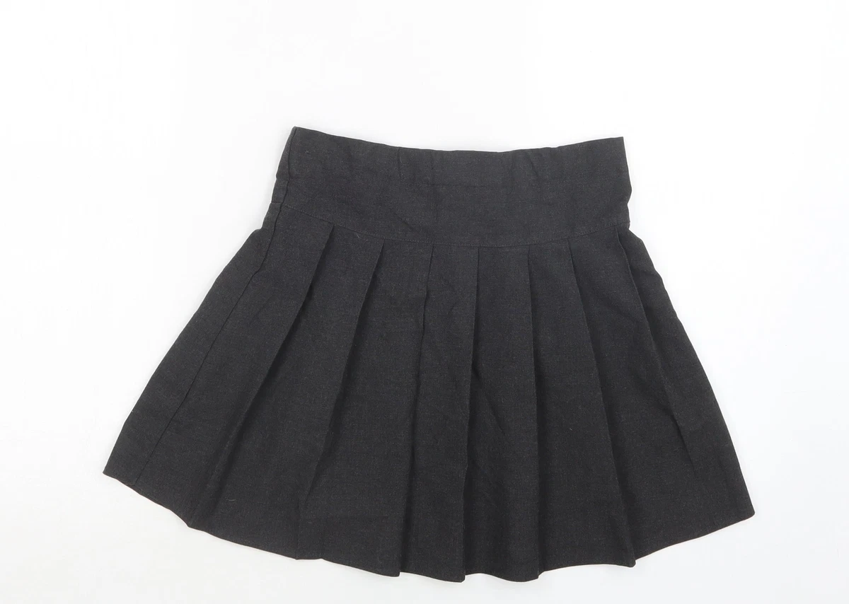 F F Girls Grey Polyester Pleated Skirt Size 9 10 Years Regular