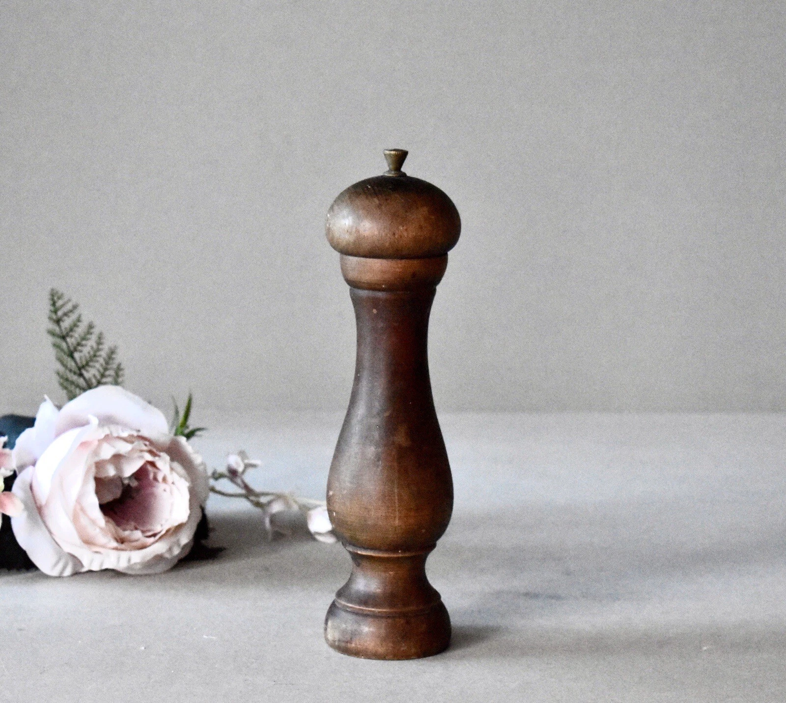 Vintage Italian Wooden Pepper Grinder Spices Mill Home Decor Rustic Decor