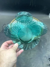 Vintage Lot Of 4 Jeanette Glass Ultramarine Petal Swirl 6.5” Salad/Bread Plates