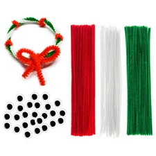 300pcs Pipe Cleaners Crafts Chenille Stems Christmas Color 100pcs Googly Eyes