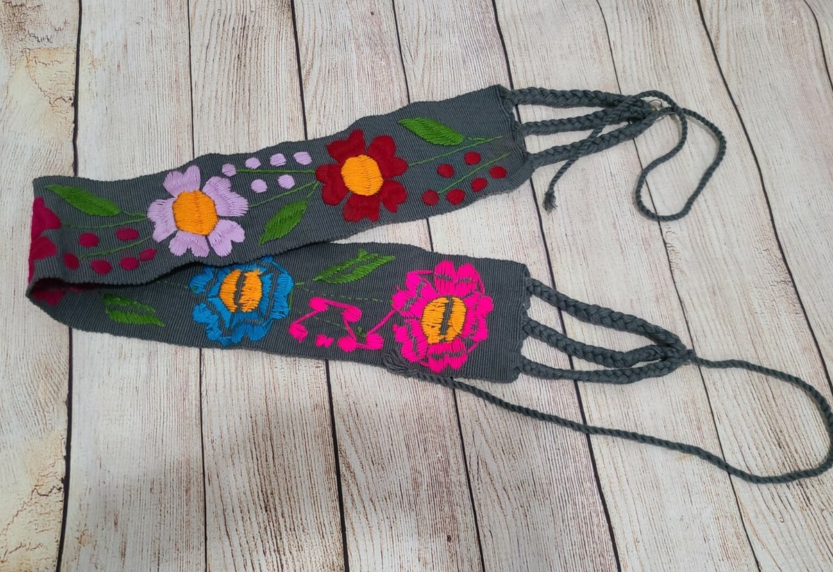 【m】ハンドメイド Artisan-Made Hand Embroidered Sash Belt Made in Mexico One size 82