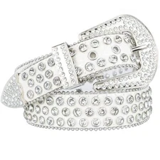 Rhinestone Belt for Women Men Western Cowgirl Cowboy Bling Studded Leather Be...