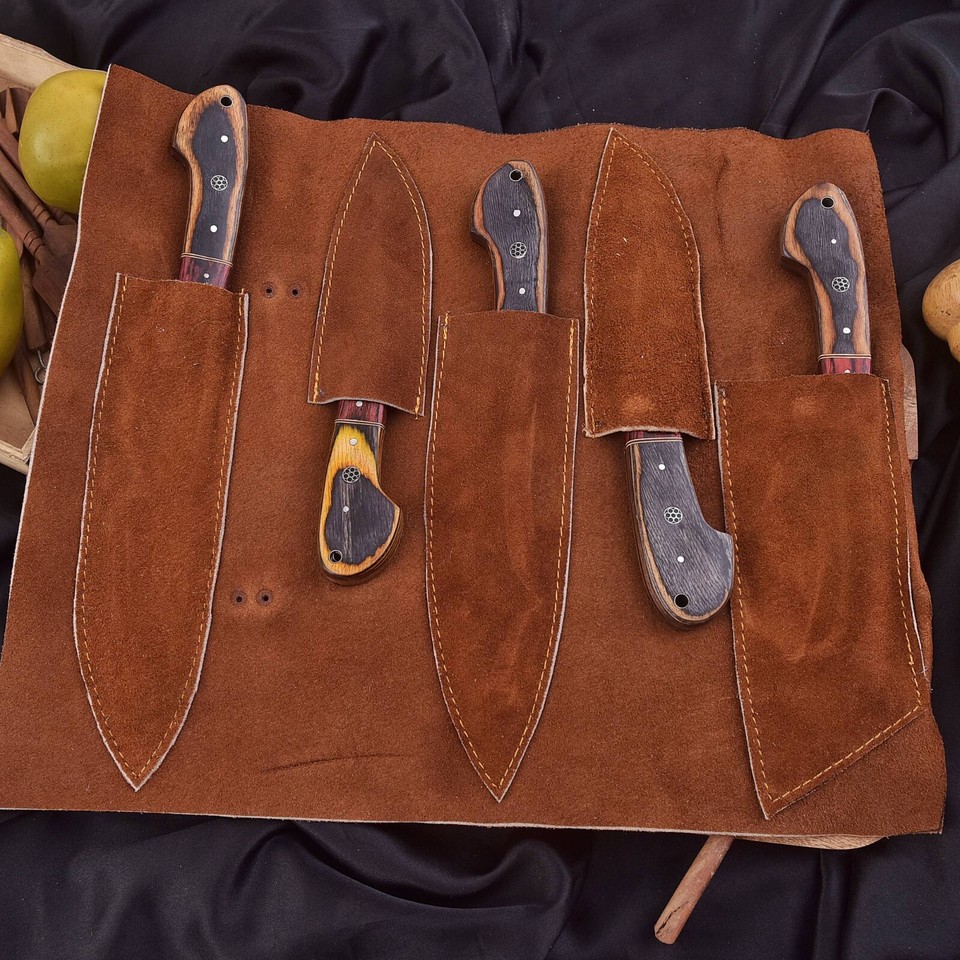 Custom Handmade Damascus Steel Chef Knife Set Kitchen BBQ Knives W