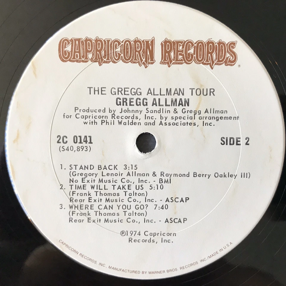 The Gregg Allman Tour Vinyl LP 1974 Capricorn Records 2C 0141 VG w/ Saw Cut Foto 4 de 4