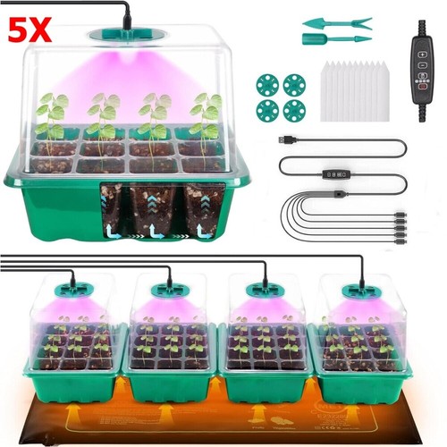 5X Zimmergewächshaus Anzuchtkasten Mini Gewächshaus Anzucht Set mit 8LED lampe - Bild 2 von 24
