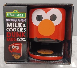 NEW Sesame Street, Our Name Is Mud, Elmo Milk & Cookies Dunk Mug 12 oz.