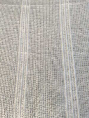 West Elm Organic Cotton and Linen King Size gray and ivory stripe coverlet