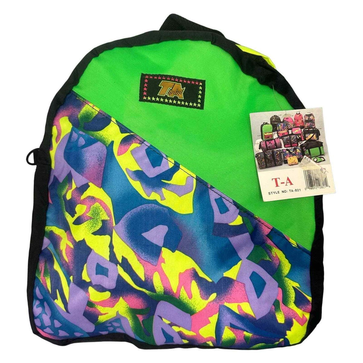 Vintage NWT Trendy Backpack, Neon Green Abstract from the  display picture 1