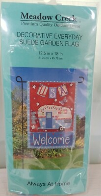 Meadow Creek Burlap Garden Flag ~ Always Home RV Camping ~ 12.5'' x 18'' ~ NIP