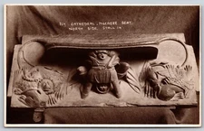 Postcard Ely Cathedral Miserere Seat North Side, Stall 14 RPPC P190