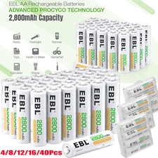 EBL 1.2V AA Rechargeable Batteries NiMH Double A Battery for Solar Light Lot