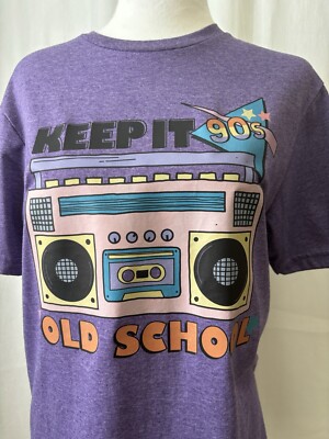 Women s Hand Printed  Keep It Old School  Heather Purple T-shirt New W/ Tags