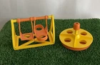 Fisher Price Little People Playground Swingset Merry Go Round Orange Yellow Vtg