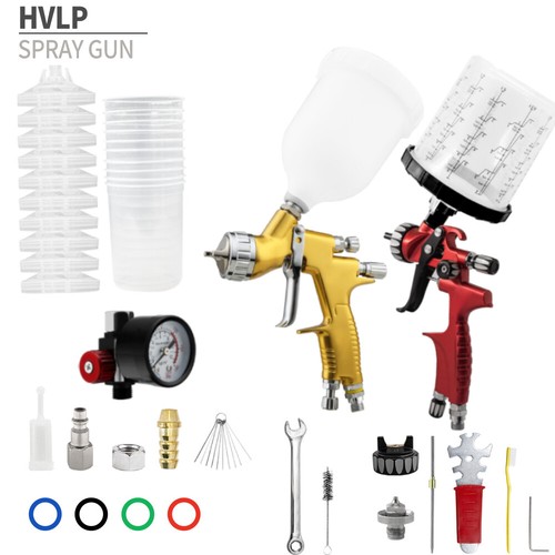 2x HVLP Air Spray Gun 1.3mm Car Paint Sprayer Primer Kit for DIY Home