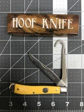 211162-YW Rite  Edge Hoof Knife 3.75” 2 Blade Yellow Handle 
