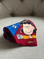 VTG Peanuts Charlie Brown Gang Men Necktie Red Lucy 50s 100 Silk