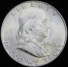 1948-D FRANKLIN SILVER HALF DOLLAR FULL BELL LINES - UNC
