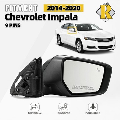 For Chevy Impala 2014-2020 Right Side Mirror W/ BSD W/ Turn Signal Black 9 Pins