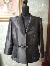 Tahari Women's Jacket Size 12 Large BLACK ELEGANT HOLIDAYS Party Beaded