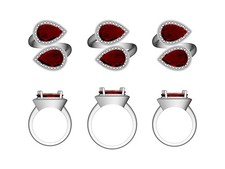 Sterling Silver Semi Mount Ring Setting Pear PE 12x8mm Twin Stone Ring