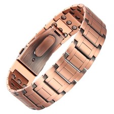 Copper Bracelet for Men, 3-Row Magnet Design, Ultra Copper Watch Buckle