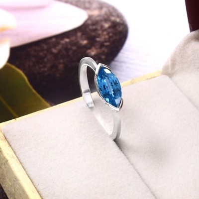 AAA Blue Spinel Ring Solid 925 Sterling Silver Valentine Ring 10x5 MM Marquise