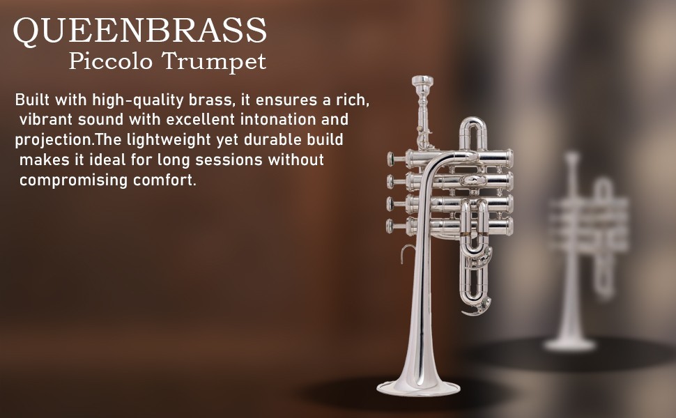 QUEENBRASS/ Piccolo trumpet nickel and finish with hard case and MP..