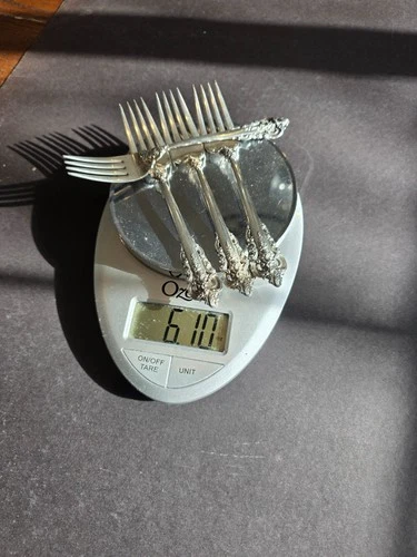 4 GRAND BAROQUE by Wallace Sterling Silver European Salad Forks