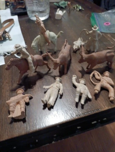 Vintage Marx Roy Rogers Playset Figures Lot Marx Western Town 50s Toy Figures 12