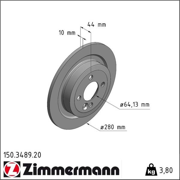 2X Zimmermann 150.3489.20 Bremsscheibe FüR Mini Clubman R56 R58 R59 R57 R55-image