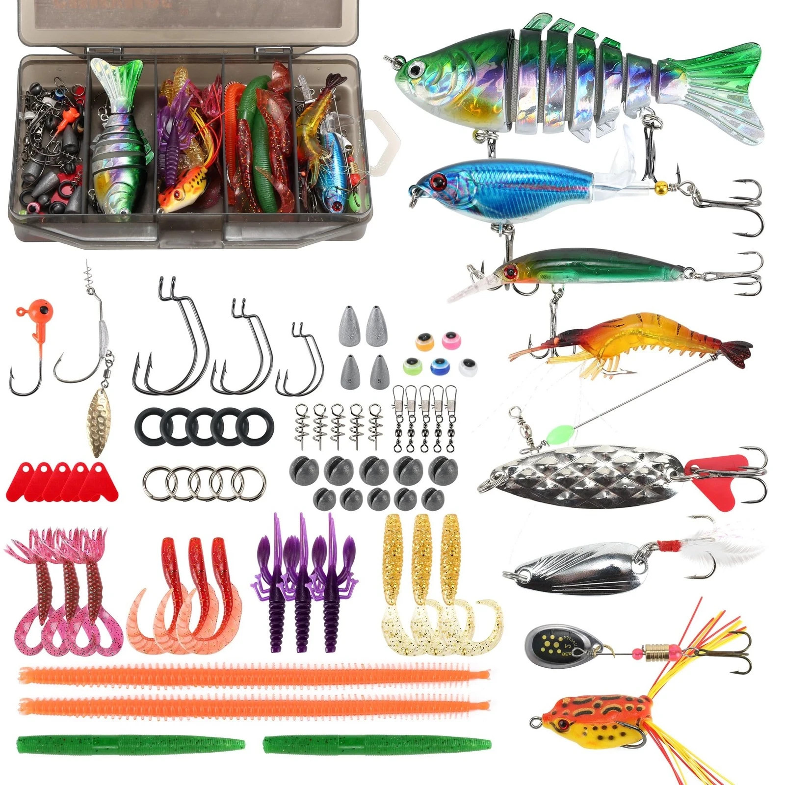 Fishing Lures Tackle Box Kit,Saltwater Freshwater Fishing Gear and Equipment,