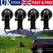 4 X Heavy-Duty Suction Cups Tie Downs Hooks Strong For Car Awning Camping Tarp