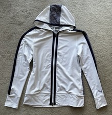 Puma Women's Light Weight Knit Jacket with a Hood Wht  Navy size Medium
