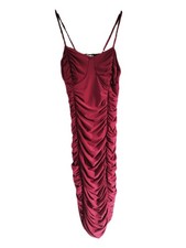 Pink Vanilla Dress Red Burgundy Ruched Draped Slip Mini Short Evening Size 10