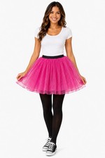 Women's Pink Glitter Tutu Skirt Halloween Costume Adult Small Medium S/M
