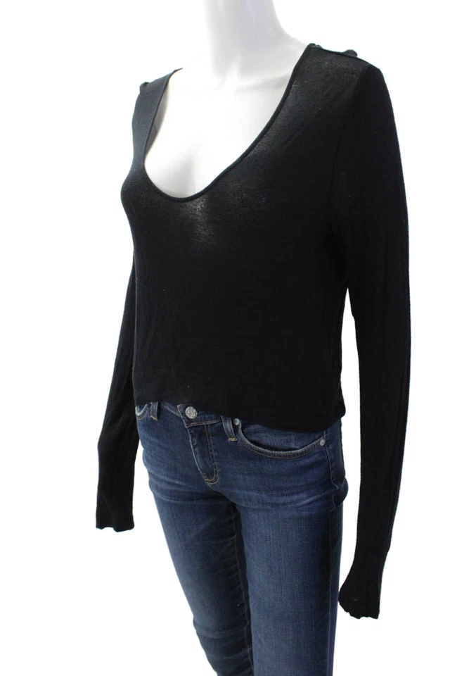 Top T Alexander Wang Mujer Botón Recortado Manga Larga Negro Talla S Foto 2 de 4