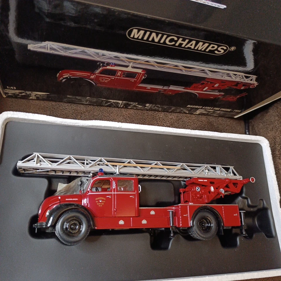 Minichamps Camion Pompier Magirus 6500 S 1954 1/43 manque la lance à incendie - Photo 2/3