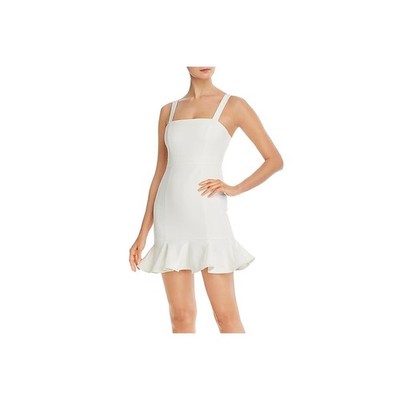 Likely Womens Lilah White Square Neck Ruffle Hem Cocktail Mini Dress 6 BHFO 9914