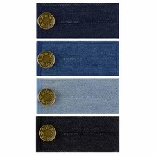 4 Pieces Adjustable Waist Extenders with Metal Button Black Blue Dark Light Blue
