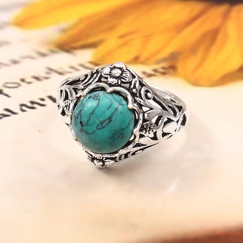Anello Argento Sterling 925 Turchese Genuino
