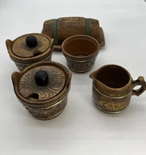 Lipper & Mann 5 Pc Breakfast Set Butter, Cream, Sugar, Jam, Marmalade Vintage