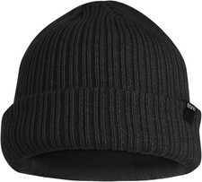 Eono Beanie Hat for Men Women Unisex Winter Cuffed Plain Black Soft Warm Knitted